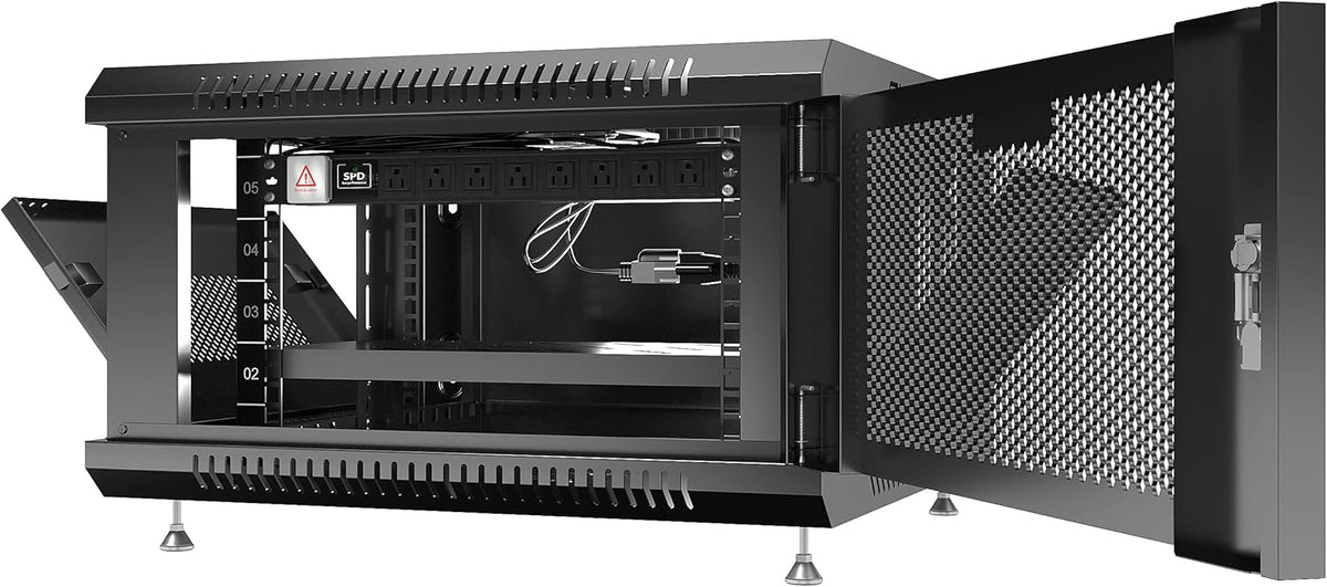 6 U Locking Wall Mount Server Rack Enclosure with Casters and Shelf Q558