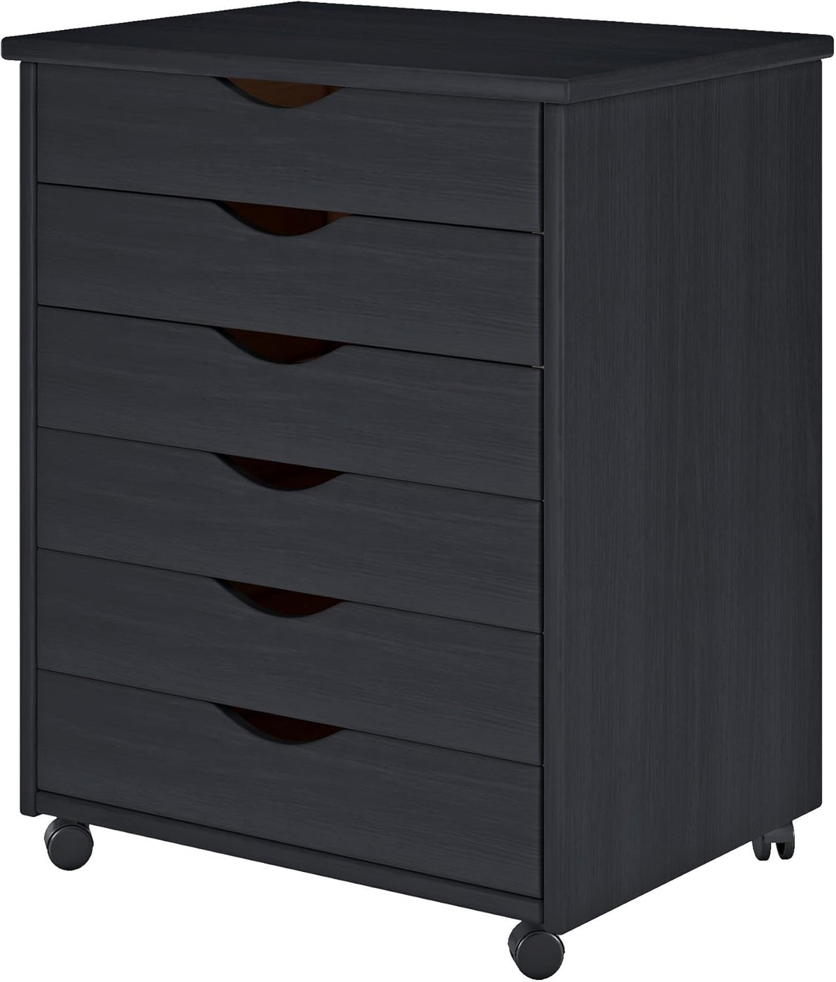 6 Drawer Roll Cart Solid Wood, Black Pack of 2 U75522