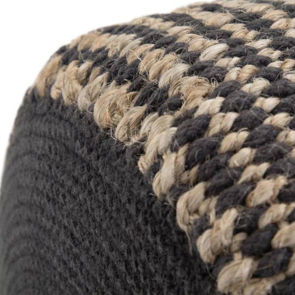 Natural Jute Round Braided Pouf V88941