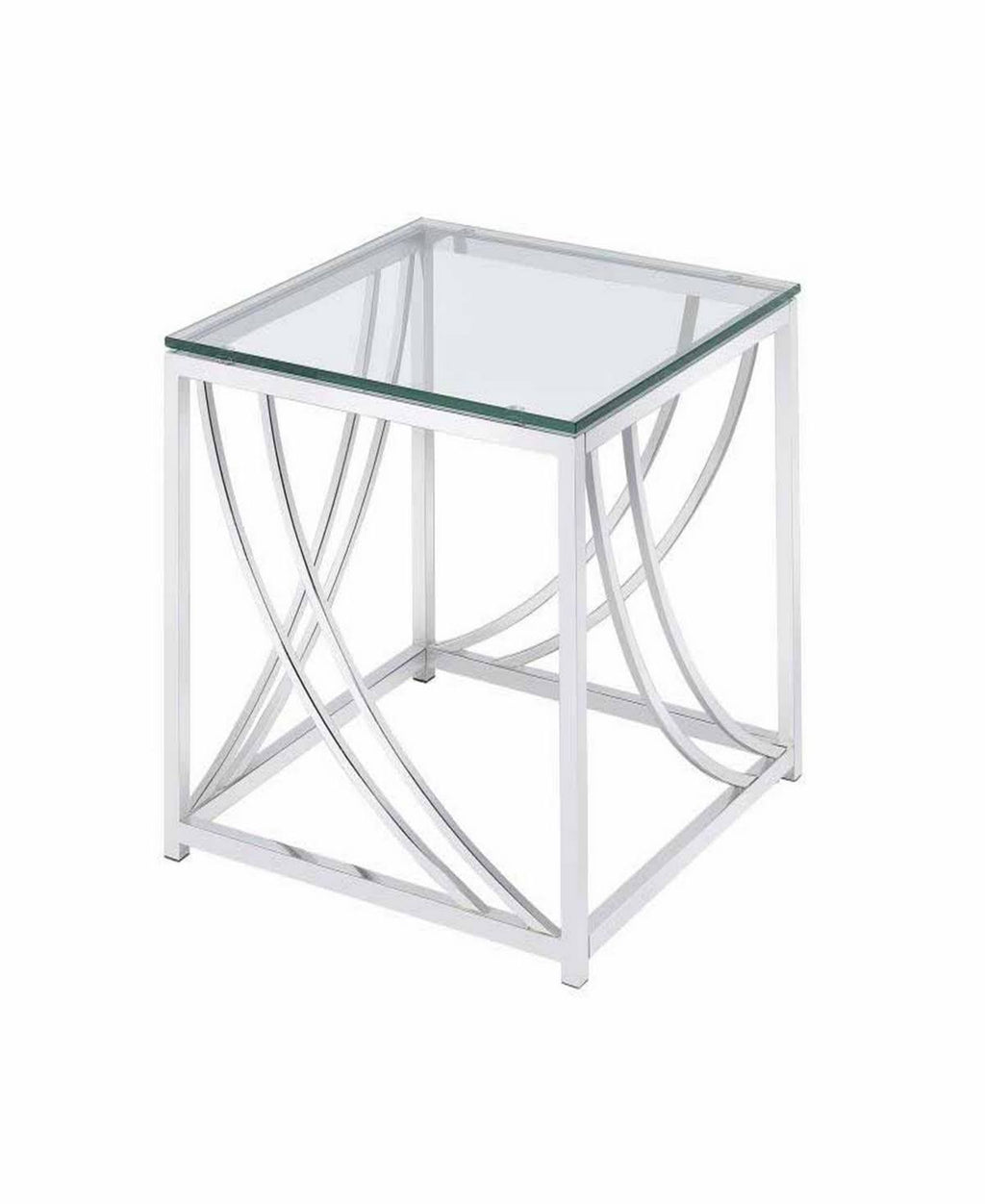 Silver Square End Table with Swoop Accents C849