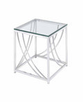 Silver Square End Table with Swoop Accents C849