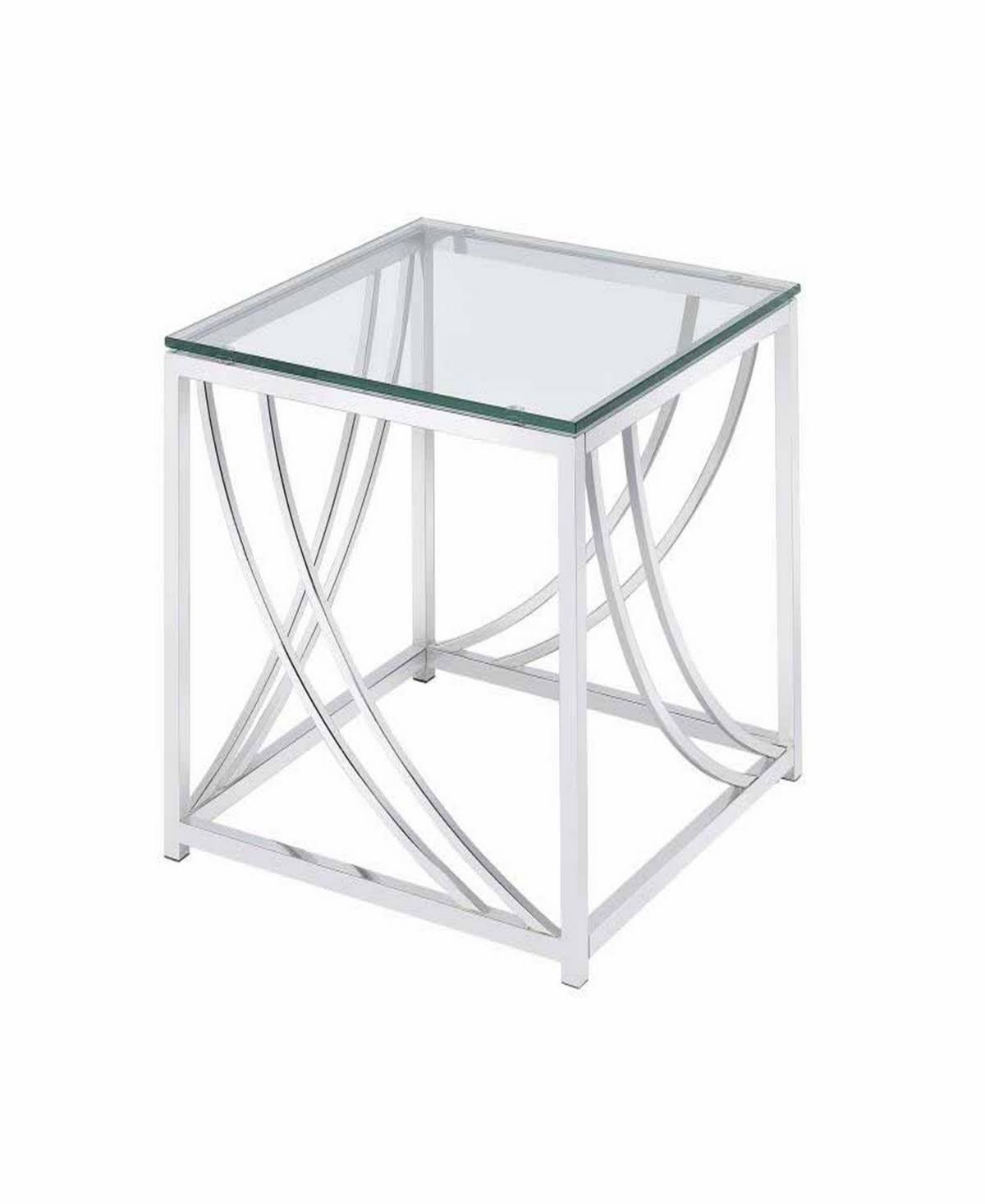 Silver Square End Table with Swoop Accents C849