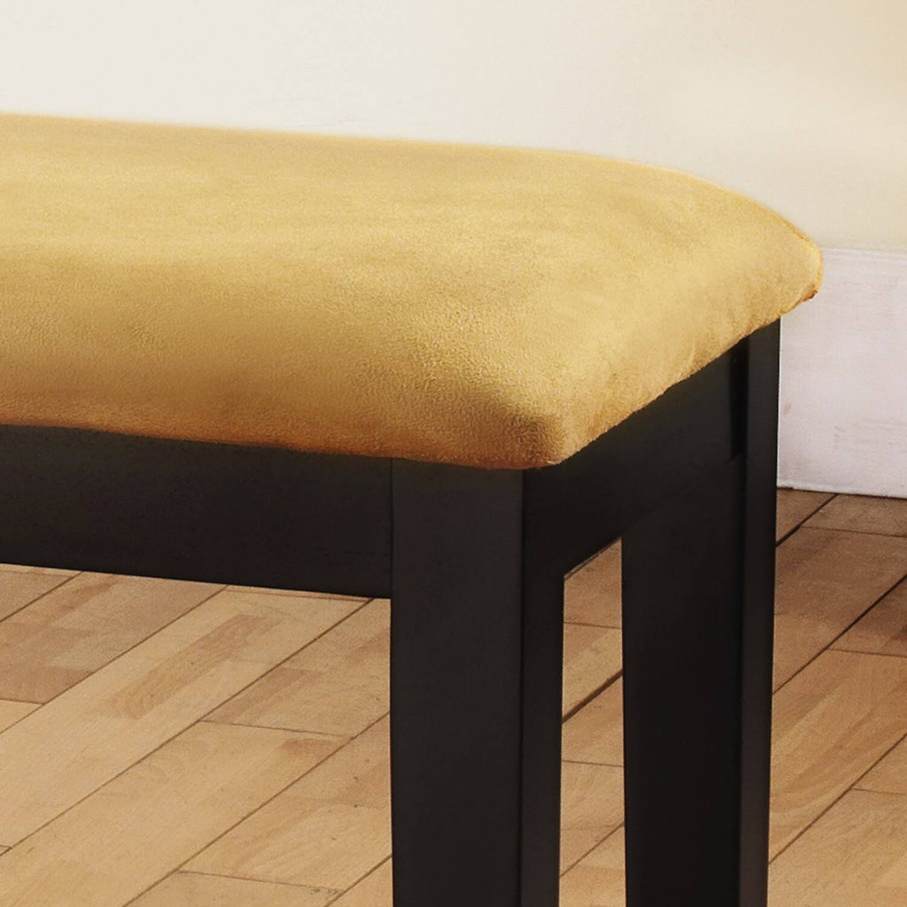 Goldtone Microfiber Black Wood Base Gold Bench K140