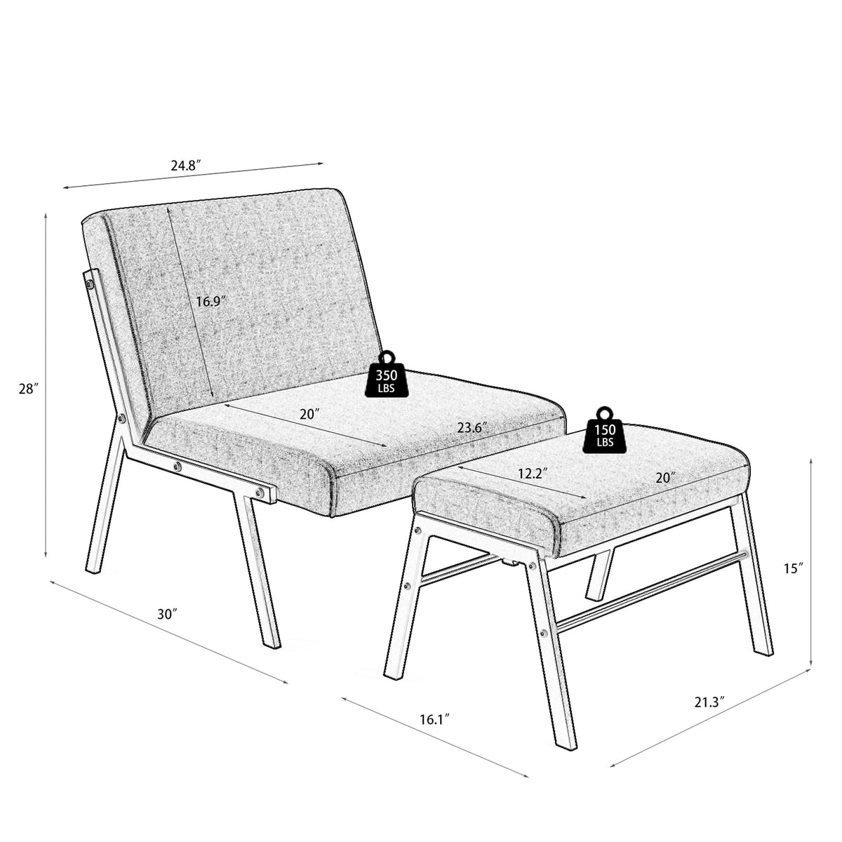 Linen Accent Chair with Ottoman R942