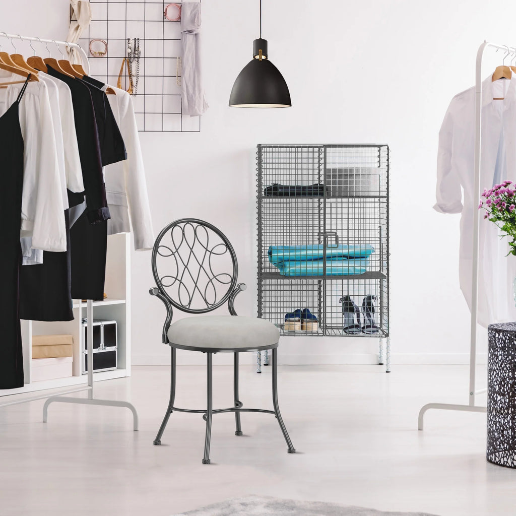 Chrome Metal Vanity Stool P347