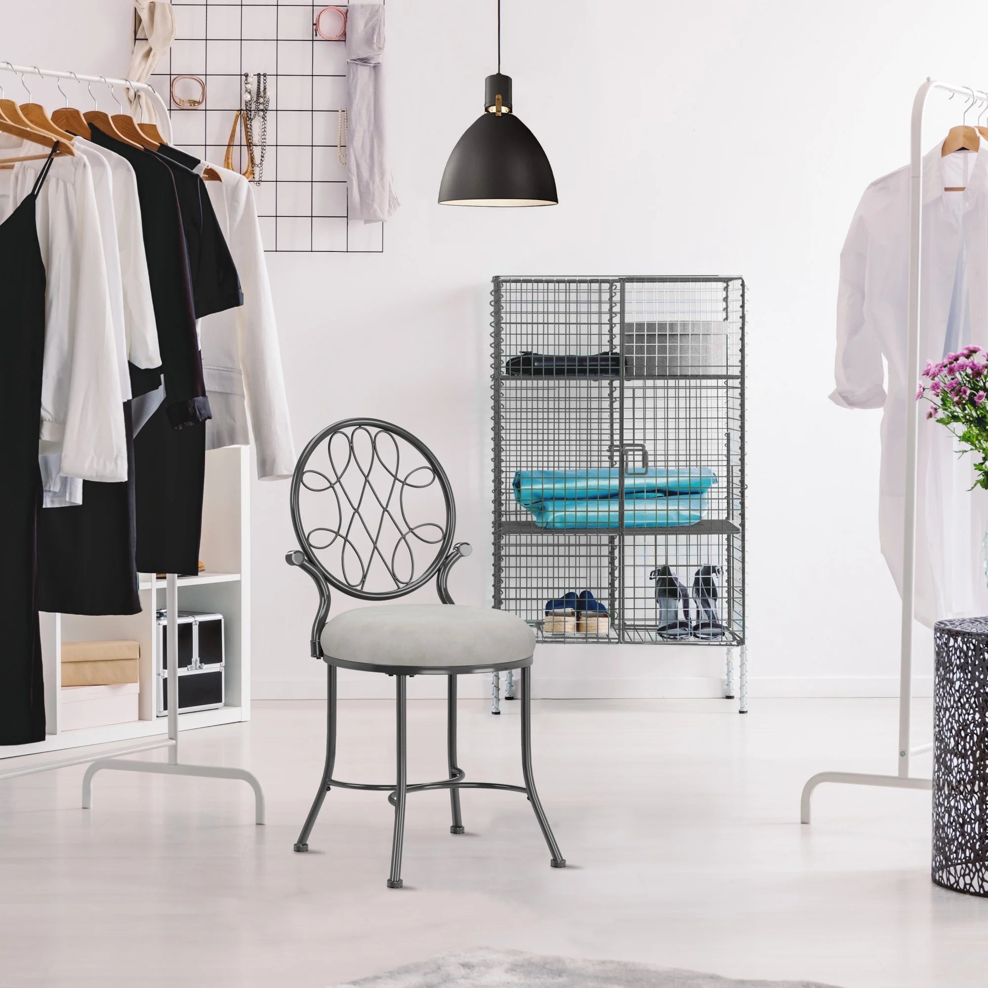 Chrome Metal Vanity Stool P347