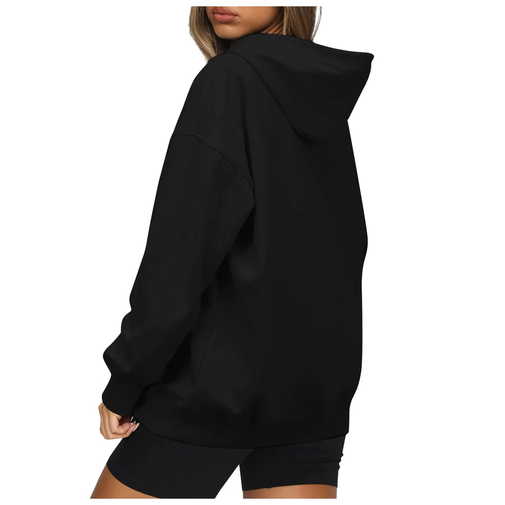 Khaki Oversized Fleece Hooded Sweatshirt with Pocket V10053