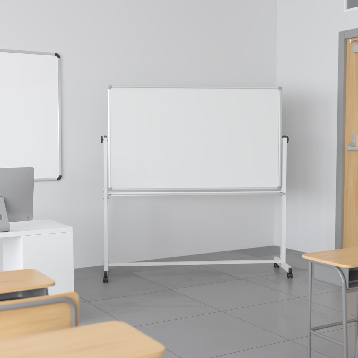 Double-Sided Mobile White Board with Pen Tray T1520