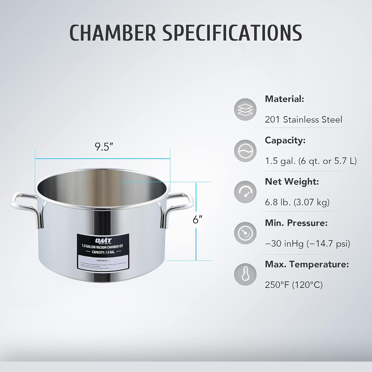 Vacuum Chamber Kit with 3.5cfm Pump, 1.5 Gallon, 38 Micron, 5.7L R4989