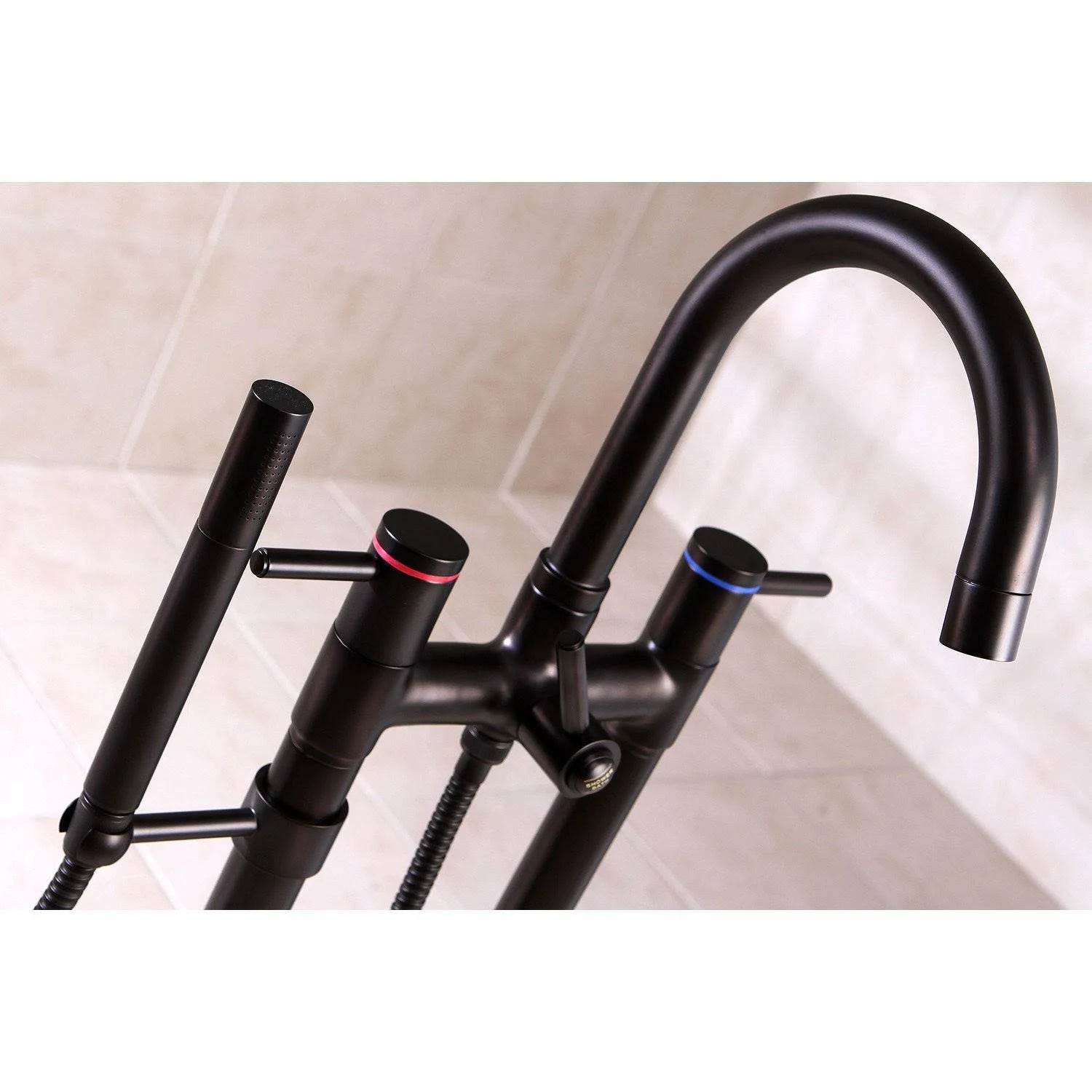 Floor Mount Tub Filler with Hand Shower Oil Rubbed Bronze X4376