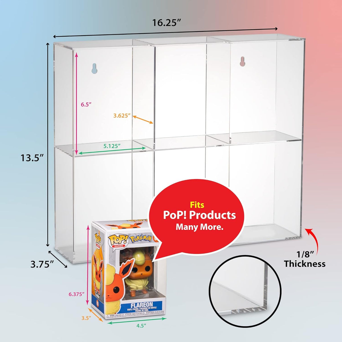 Pack of 2 Acrylic Display Case for 6 Regular Size Funko Pop Boxes Z740165