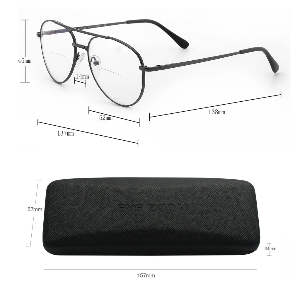 2 Pack Blue Light Blocking Bifocal Reading Glasses (Gunmetal, +1.25) E1138