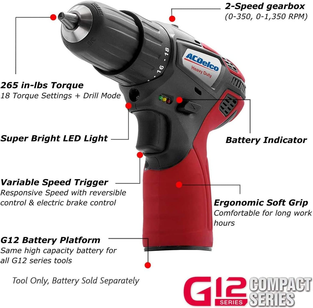 12V Cordless Li-ion 3/8” 2 Speed Compact Drill Driver Tool Kit, Pack of 2 V966118