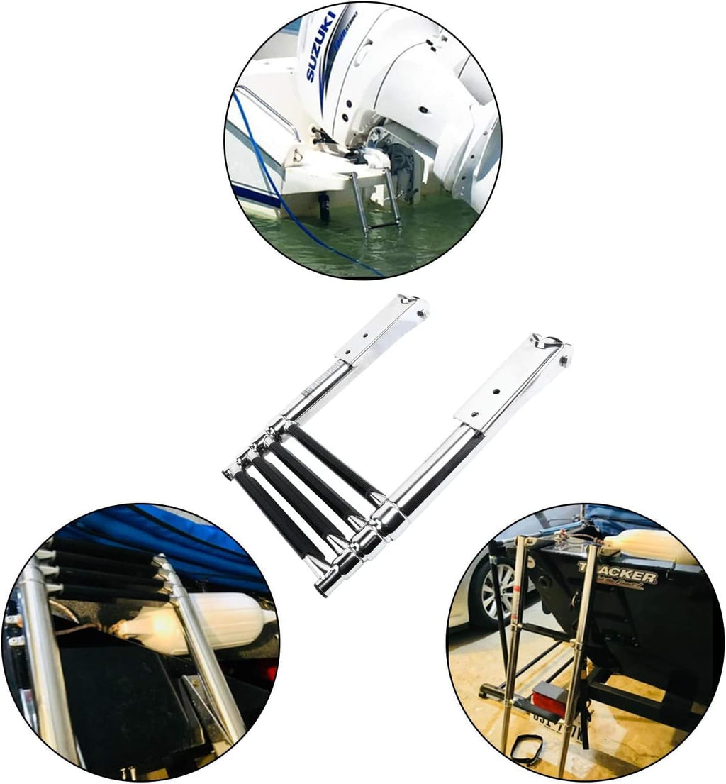 4 Step 316 Stainless Steel Telescoping Ladder with Retaining Strap Pack of 2 A4459