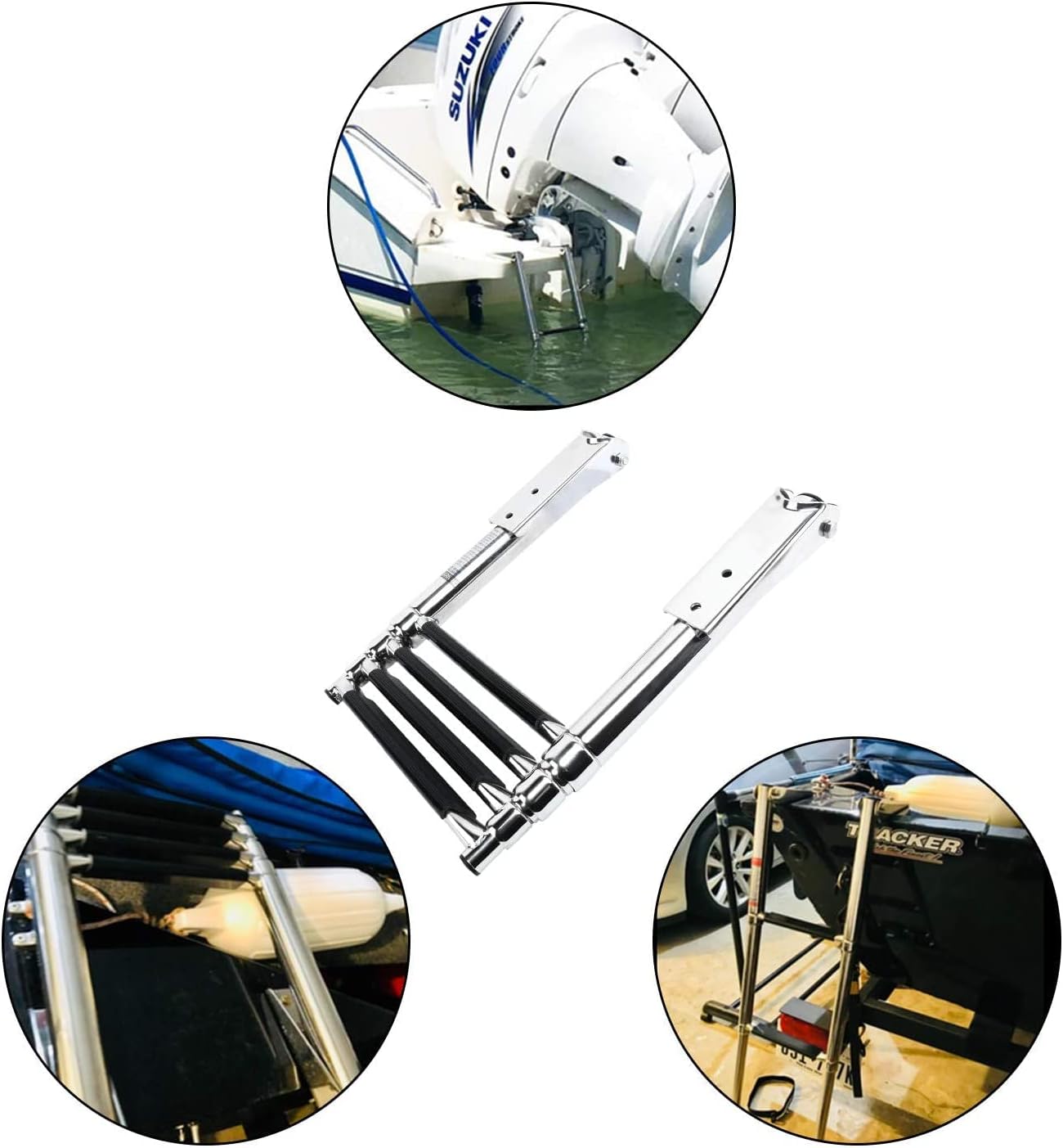 4 Step 316 Stainless Steel Telescoping Ladder with Retaining Strap Pack of 2 A4459
