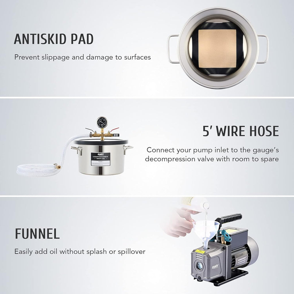 Vacuum Chamber Kit with 3.5cfm Pump, 1.5 Gallon, 38 Micron, 5.7L R4989