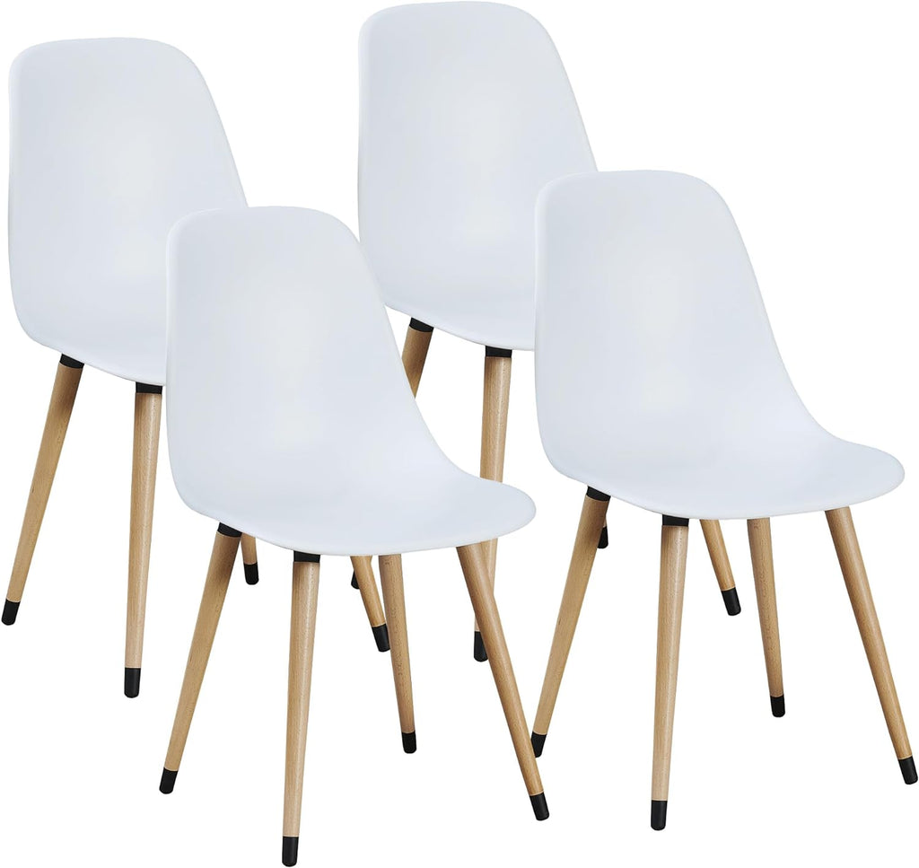 White Plastic Dining Side Chairs Set of 4 U999419