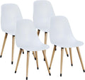 White Plastic Dining Side Chairs Set of 4 U999419