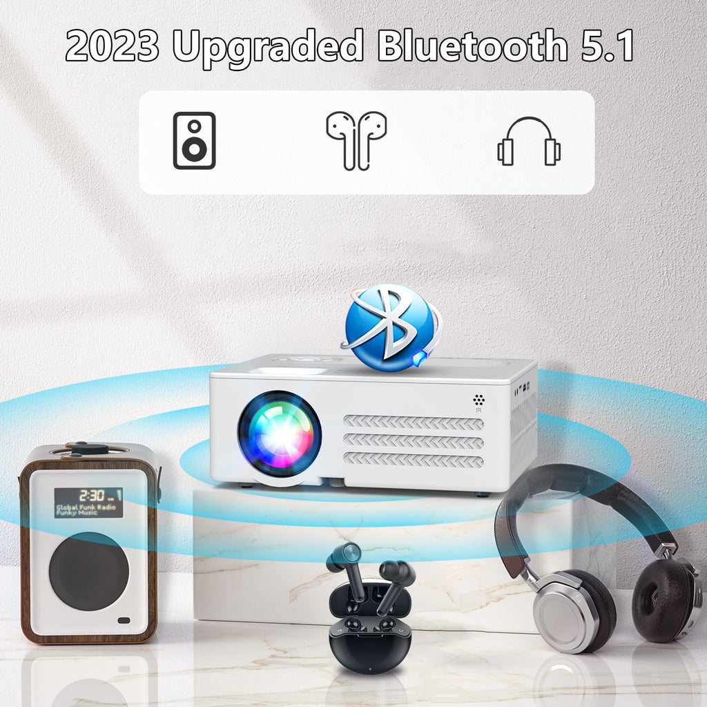 4K Supported Native 1080P Video Projector with 100" Screen R347