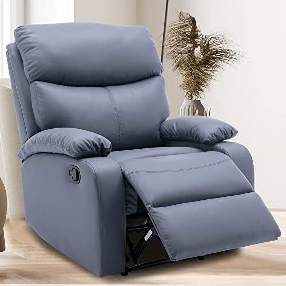 Cerulean Blue Manual Recliner Chair with Micro Leather E12330