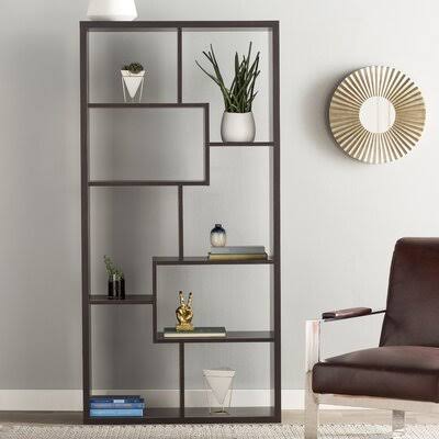 Dark Walnut Geometric Bookcase P274079
