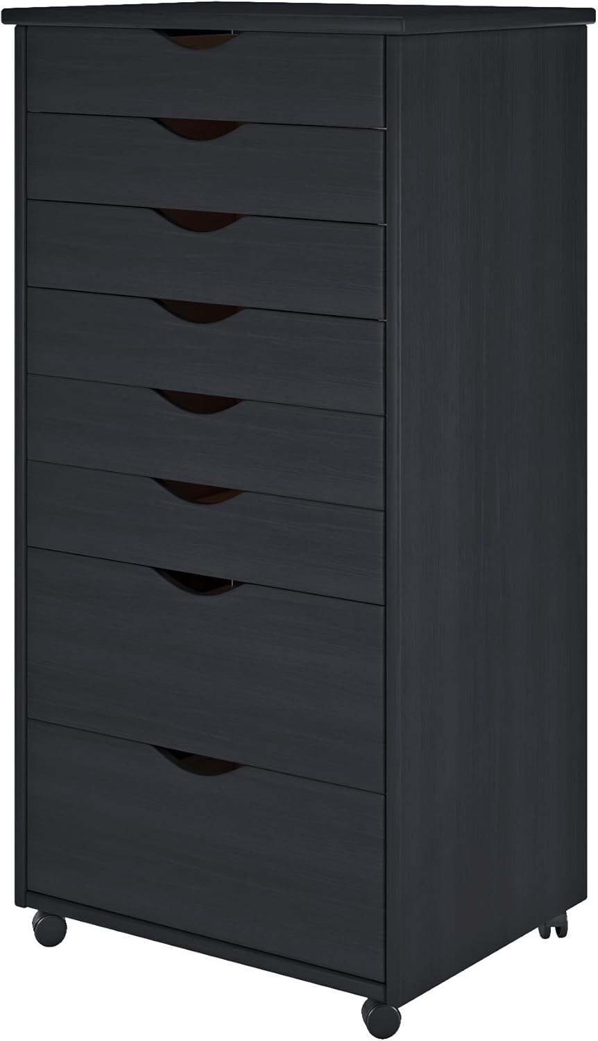 6 Drawer Roll Cart Solid Wood, Black Pack of 2 U75522