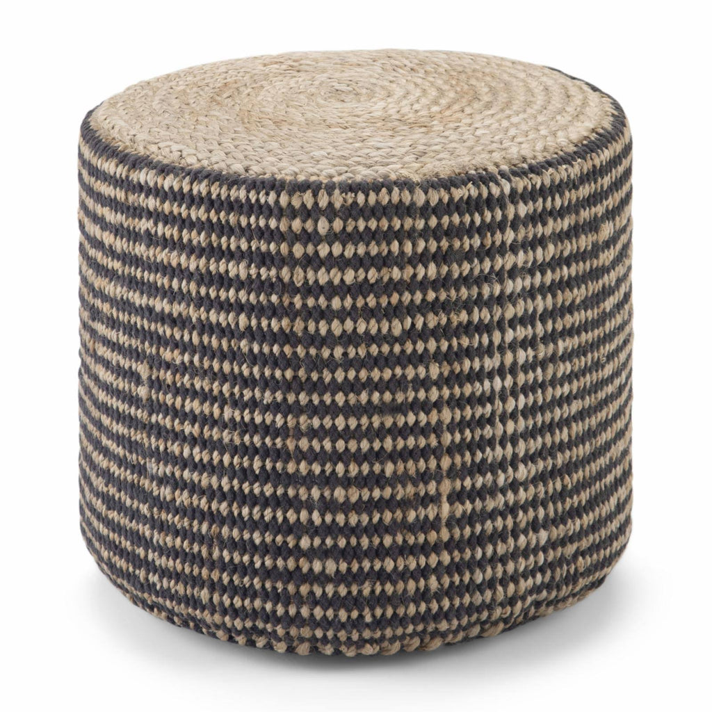 Natural Jute Round Braided Pouf V88941