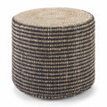 Natural Jute Round Braided Pouf V88941