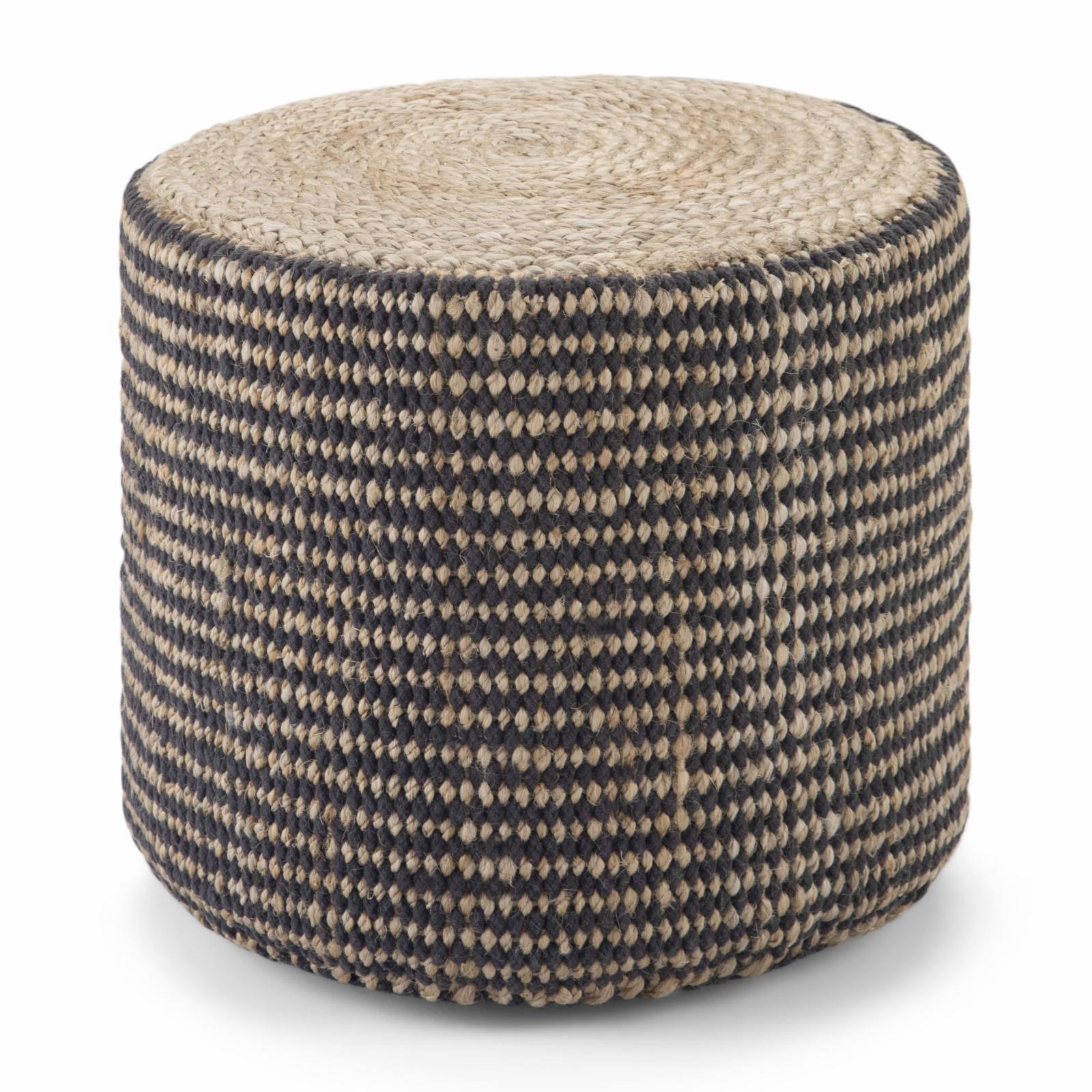 Natural Jute Round Braided Pouf V88941
