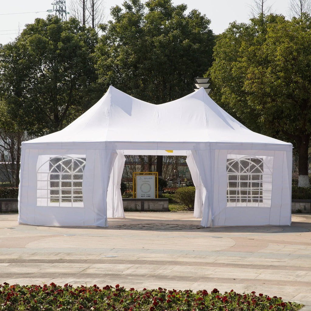 White Octagon 8-Wall Party Canopy Gazebo Tent F4932