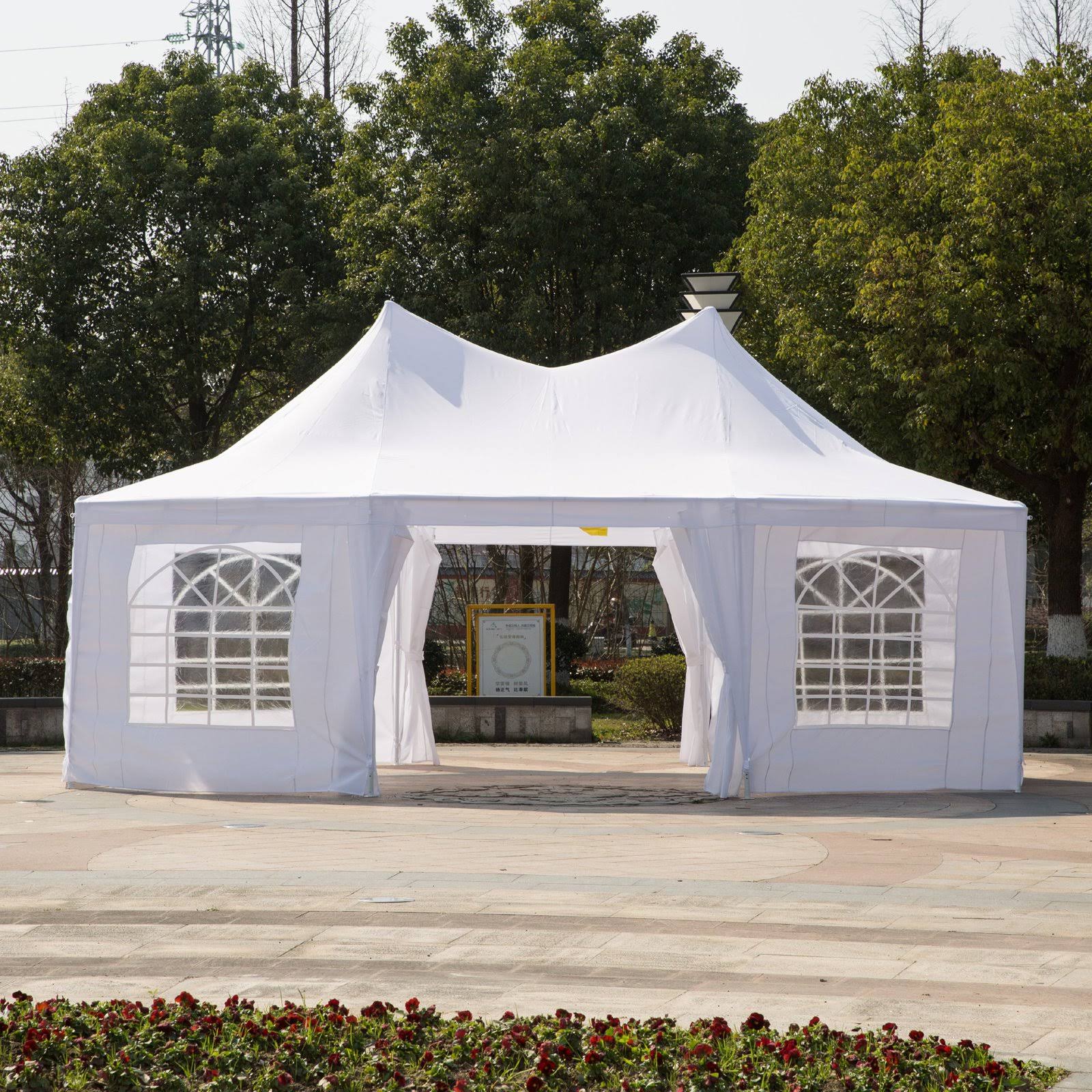 White Octagon 8-Wall Party Canopy Gazebo Tent F4932
