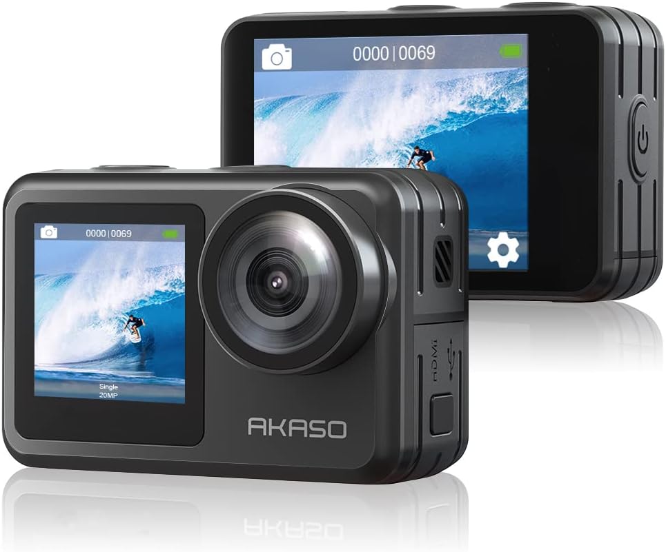 4K30FPS 20MP WiFi Action Camera with Touch Screen EIS 2.0 Remote Control 131 Feet Underwater Camera with 2X 1350mAh Batteries F6568