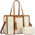 15.6 inch Canvas Laptop Tote Bag with Clutch Purse R114568