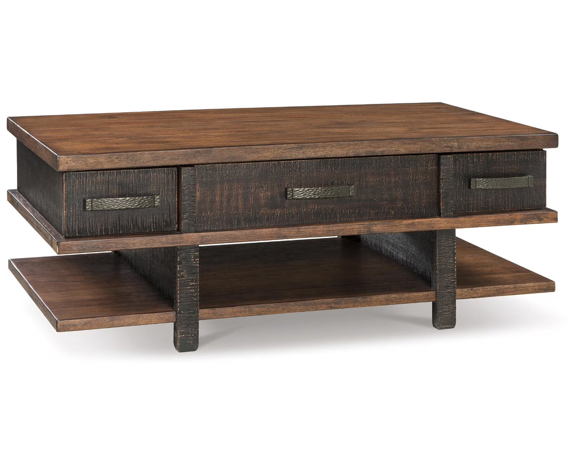 2 Drawer Coffee Table with Lift Top, Two-tone Brown A430042