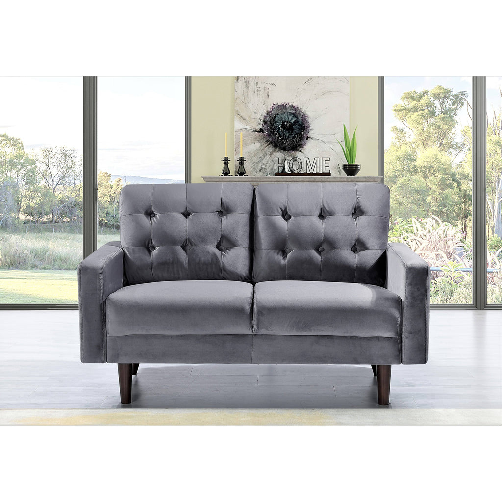 Grey Velvet Tufted Loveseat M76899