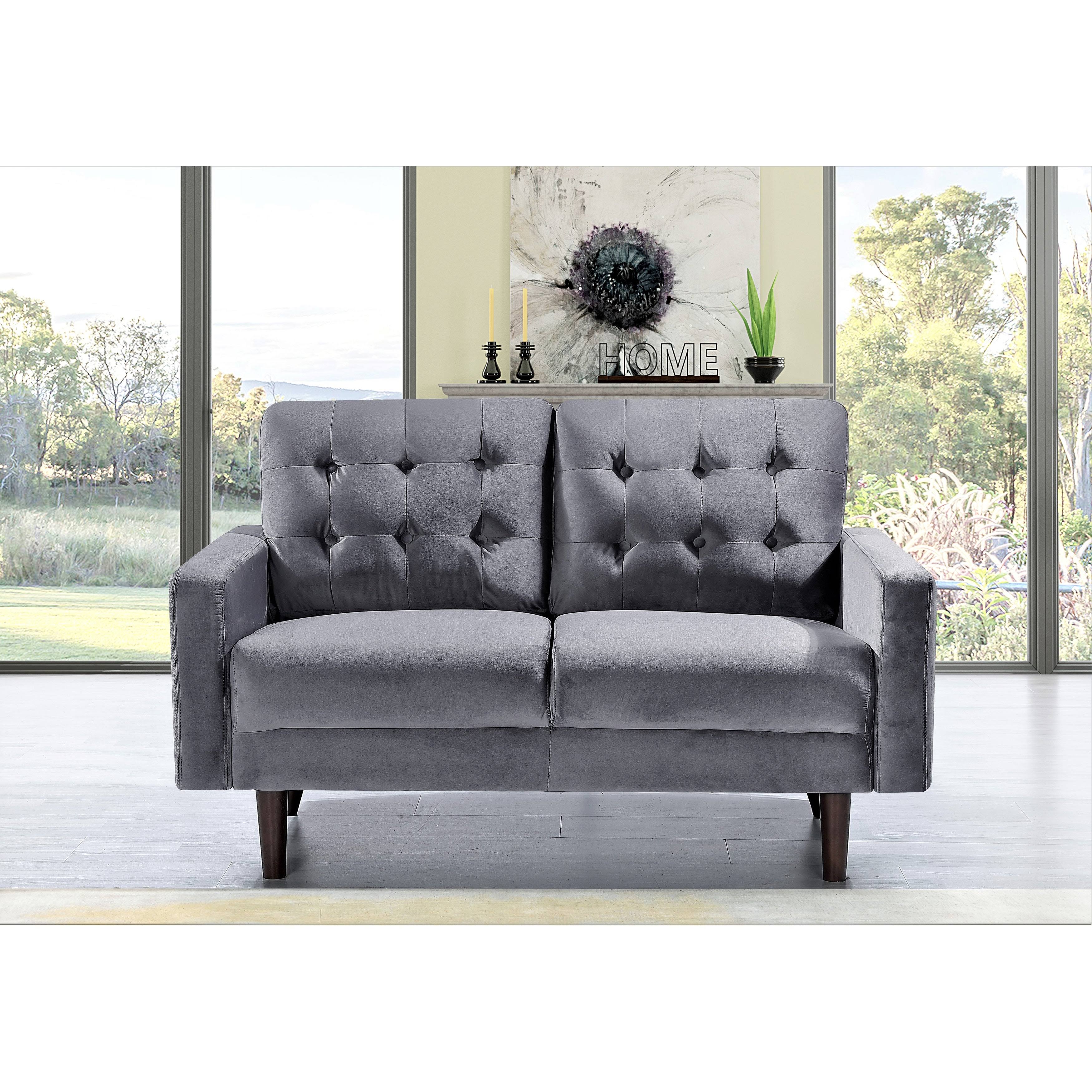 Grey Velvet Tufted Loveseat M76899
