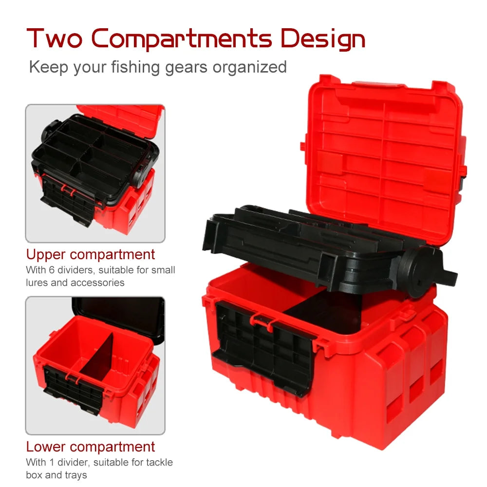 Fishing Box Case with Bottle Holder and Rod Stand Tubes L394