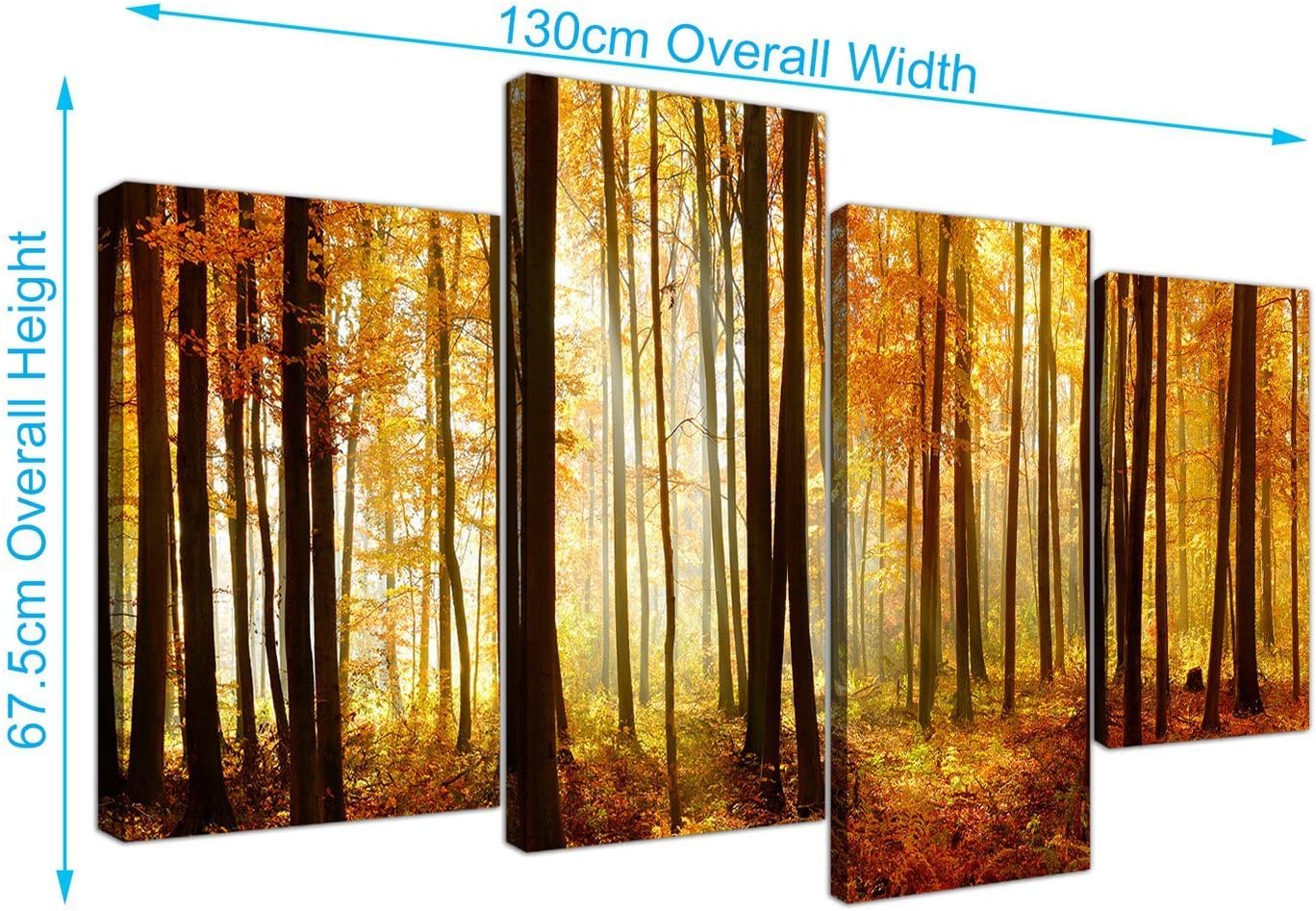 Orange Autumn Forest Scene Woodland Trees Canvas, 51 Inches Wide, Pack of 2 P32278