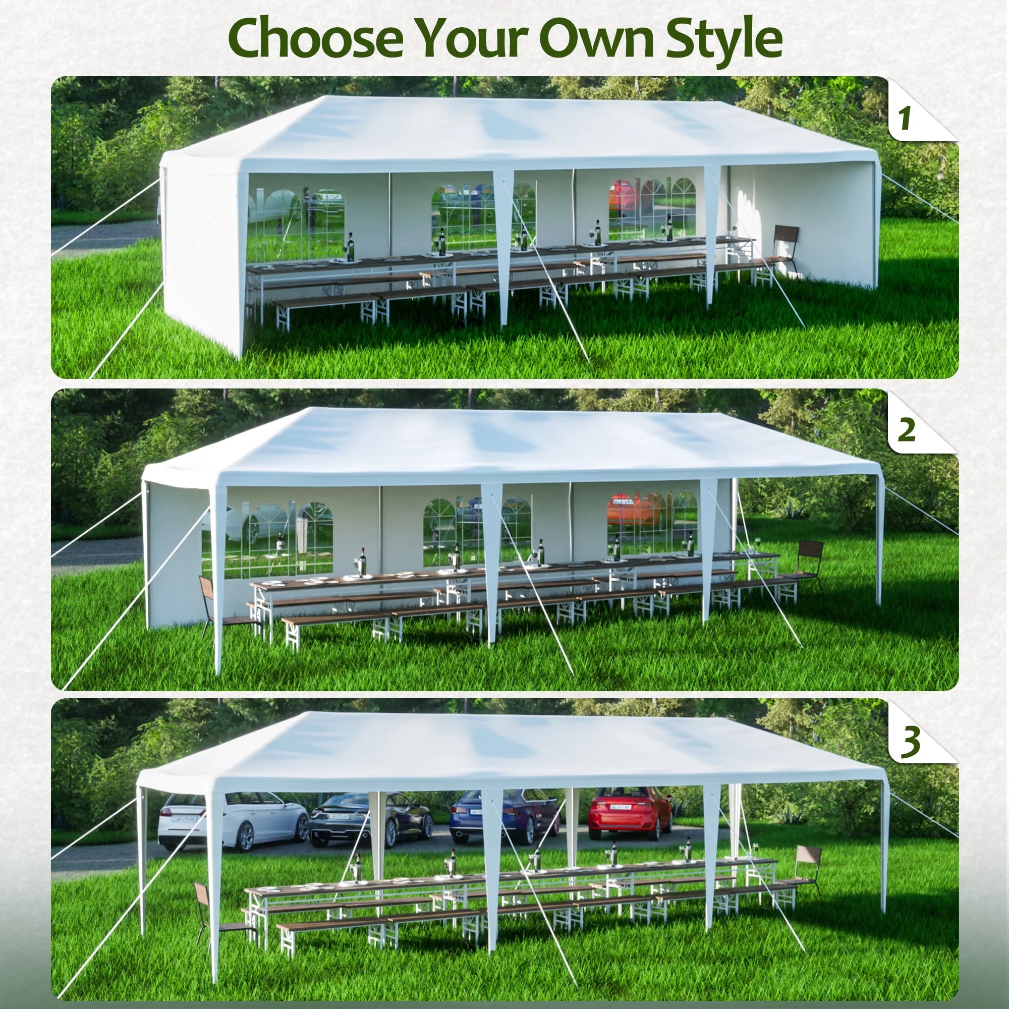 10x30' Outdoor Canopy Tent with 5 Removable Sidewalls I3897