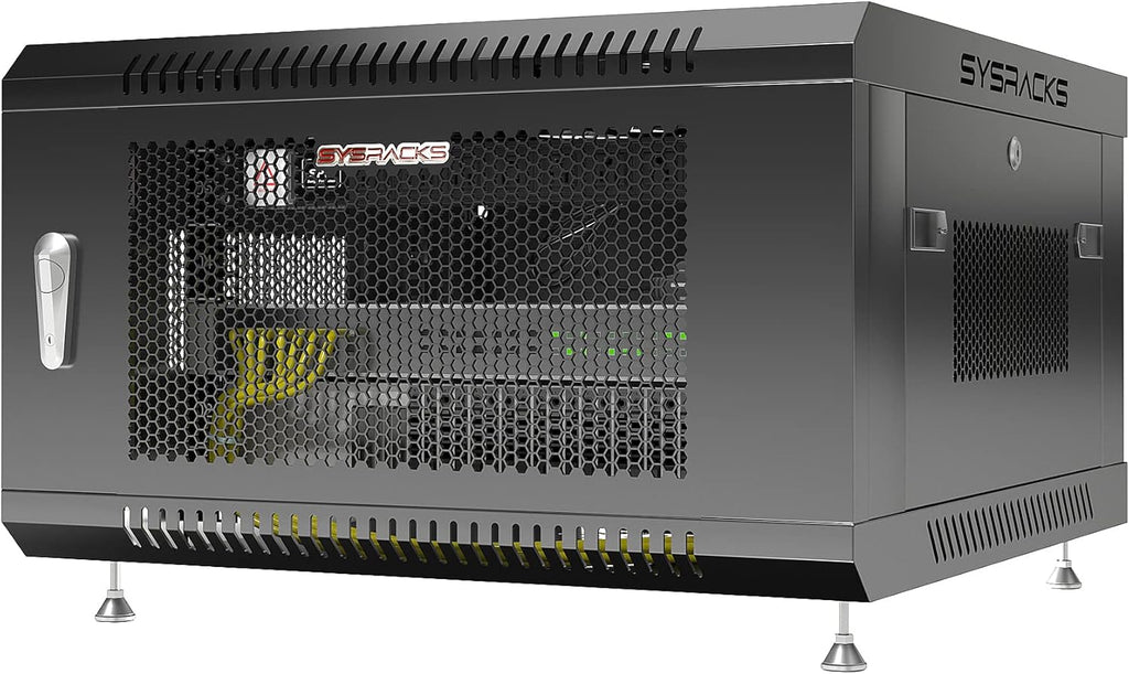 6 U Locking Wall Mount Server Rack Enclosure with Casters and Shelf Q558