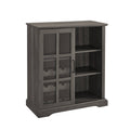 Gray Sliding Window Pane Door Bar Cabinet J6354