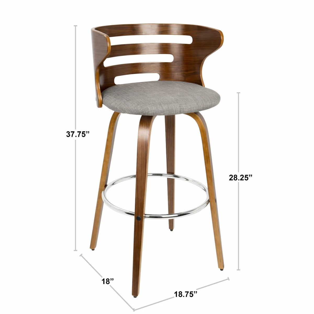 Set Of 2 Swivel Barstool In Walnut And Cream Faux Leather X141