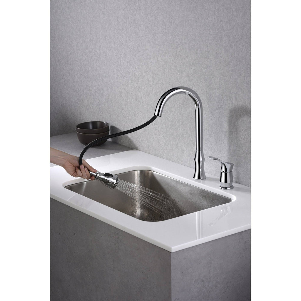 Chrome Single-Handle Pull-Down Sprayer Kitchen Faucet I3316