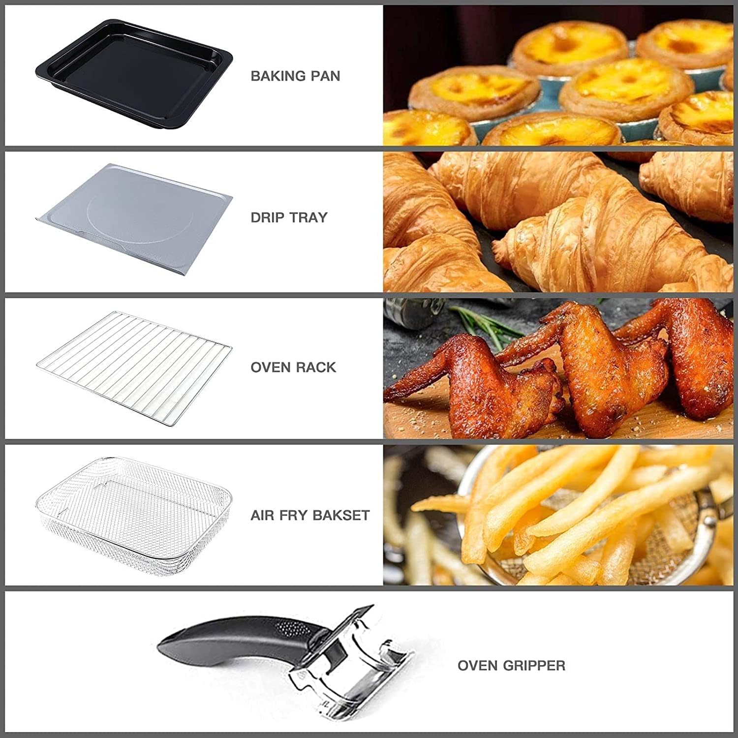 Air Fryer Toaster Oven Combo, 24 QT, 7-in-1, Dark Gray T655402