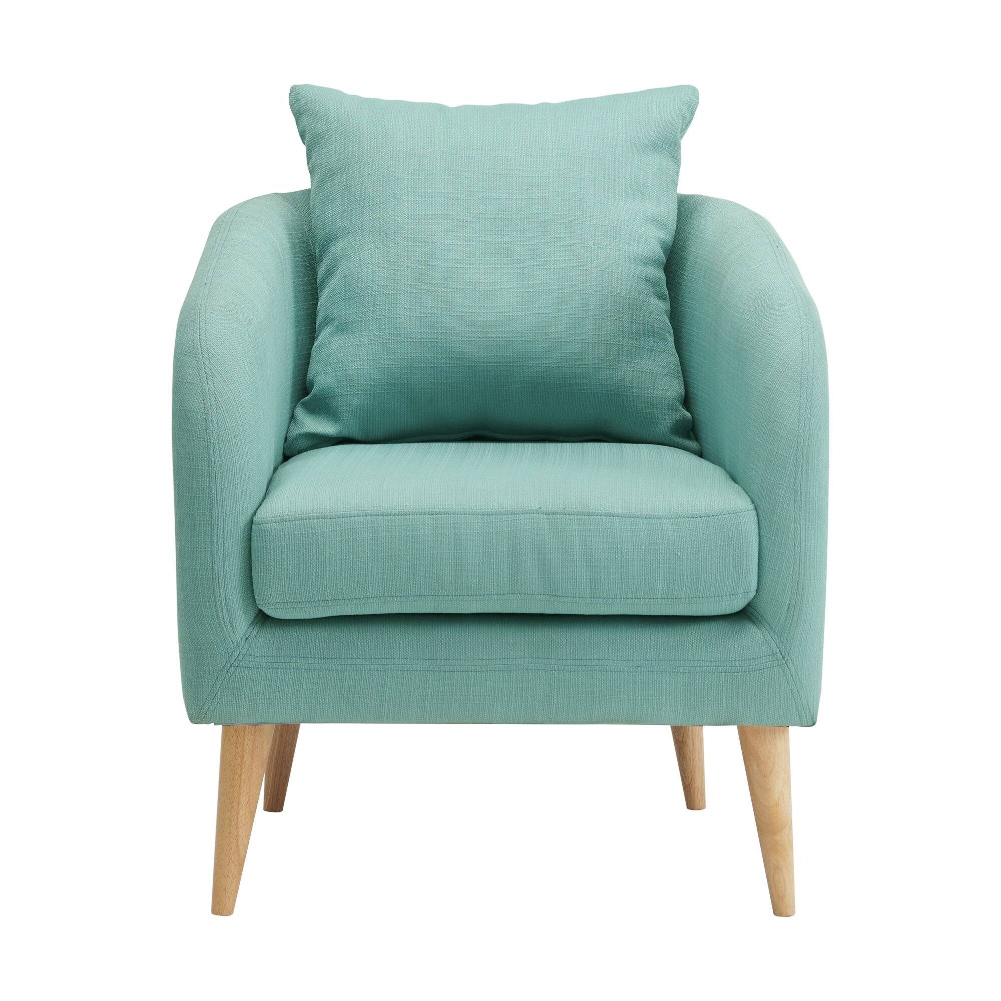 Green Accent Chair with Wooden Legs T4563