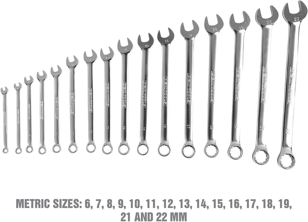 16 Piece Metric Combo Wrench Set with Foam EVA Tray G11512