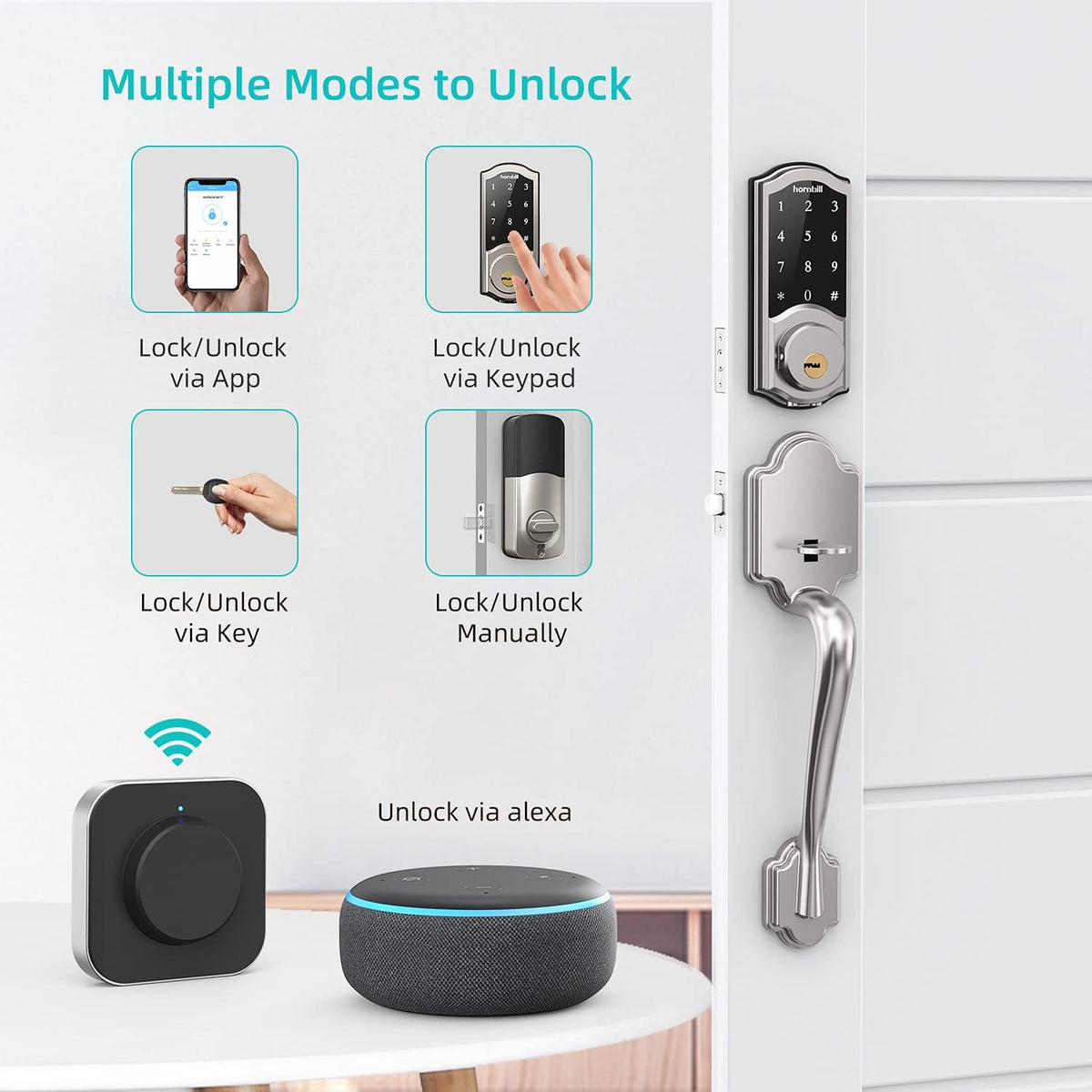 Smart Locks Deadbolt with Keypad, Bluetooth Electronic Touchscreen Auto Code Lock Y39447