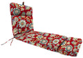 Cherry Red Floral Rectangular Outdoor Chaise Lounge Cushion with Ties and Hanger Loop A308521