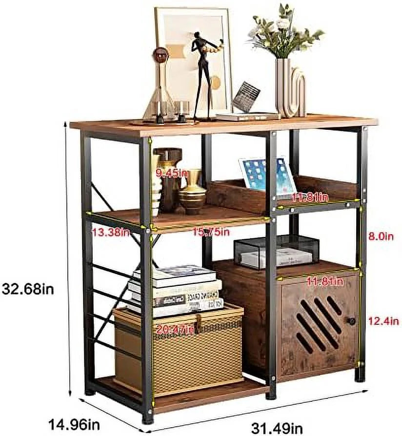 3-Tier Utility Microwave Oven Stand with Cabinet L95792