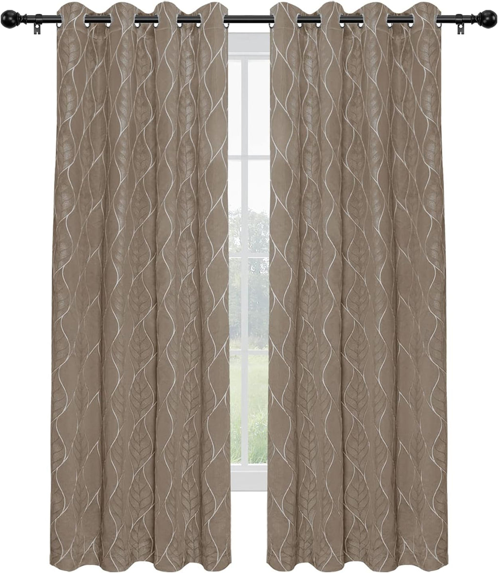 3D Jacquard 100% Blackout Curtain, 2 Panels, 52x63 in, Camel M925